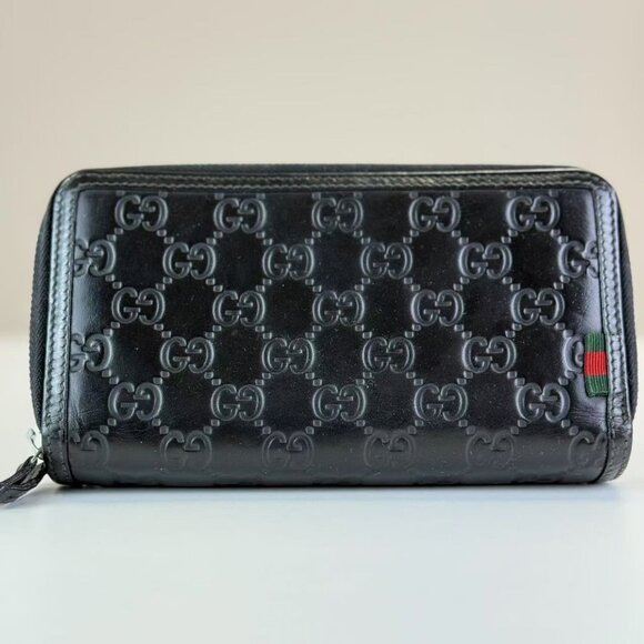 Gucci GG Logo Printed Black Leather Wallet - Picture 1 of 6